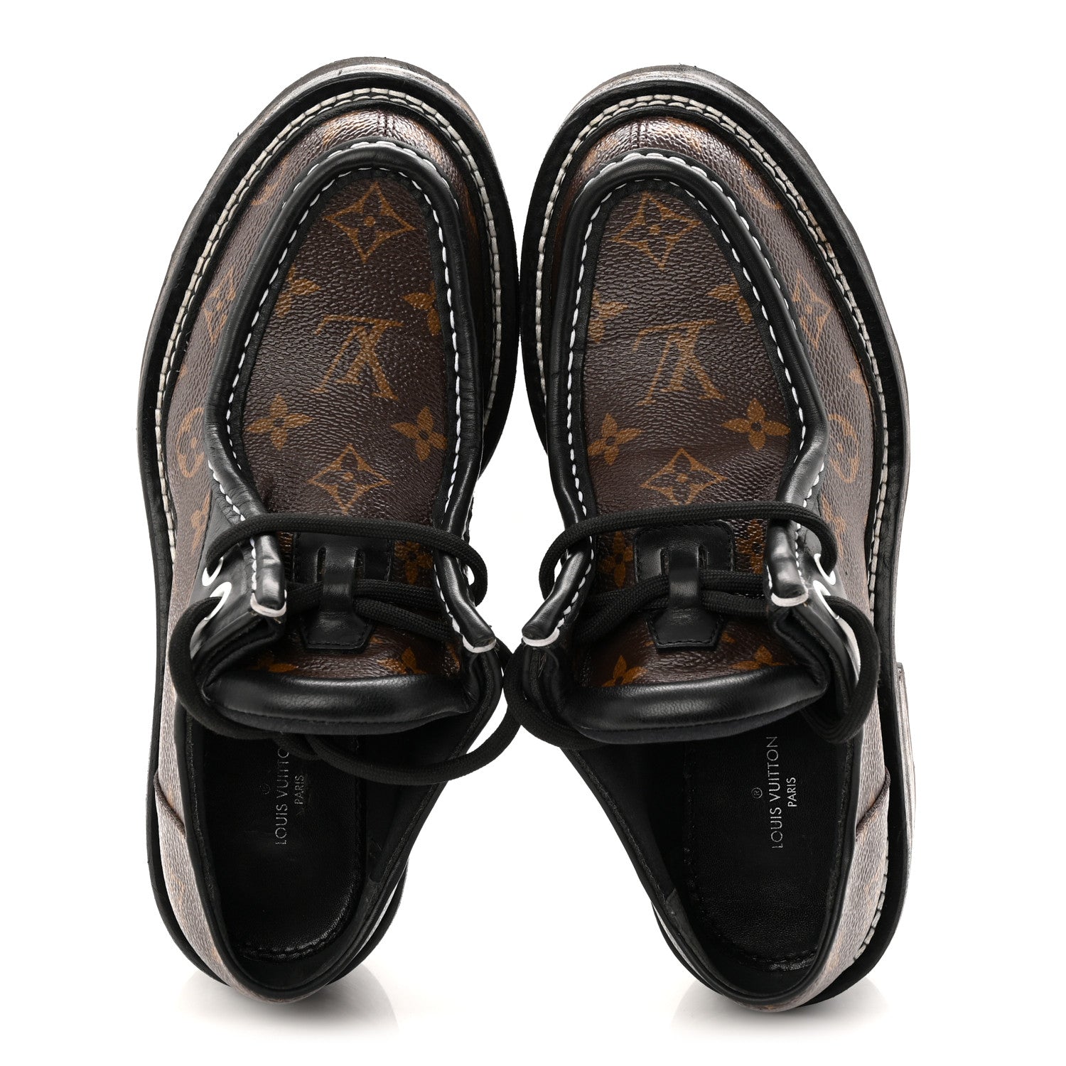 Louis Vuitton Monogram Calfskin Beaubourg Platform Derby Shoes 37.5 Brown