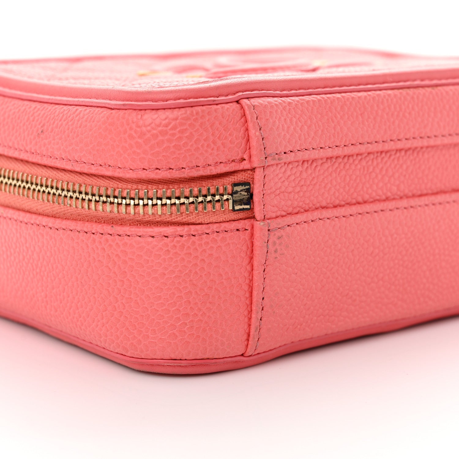Chanel Caviar Quilted Small CC Filigree Vanity Case Coral