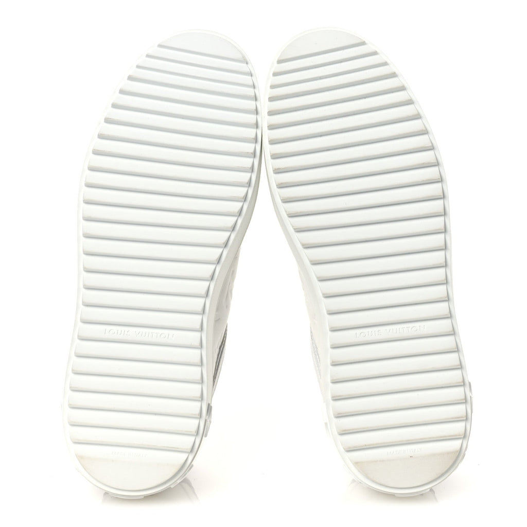 Louis Vuitton Lambskin Embossed Monogram Time Out Sneakers 39 White Brown
