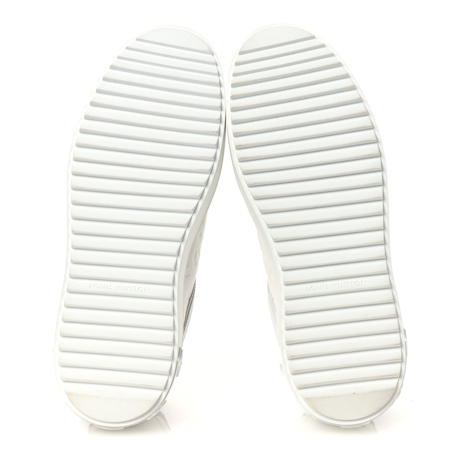 Louis Vuitton Lambskin Embossed Monogram Time Out Sneakers 39 White Brown