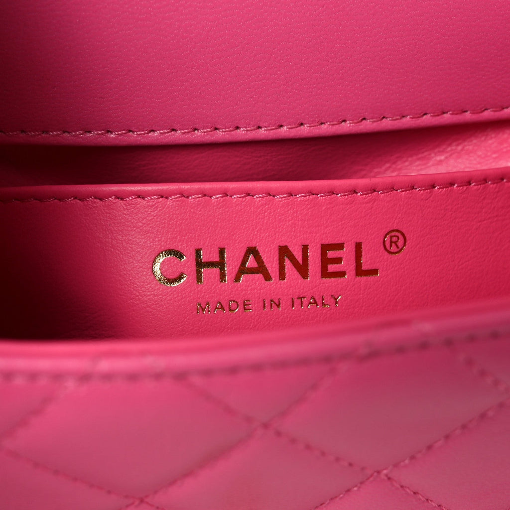 Chanel Goatskin Quilted Mini Square Flap Pink