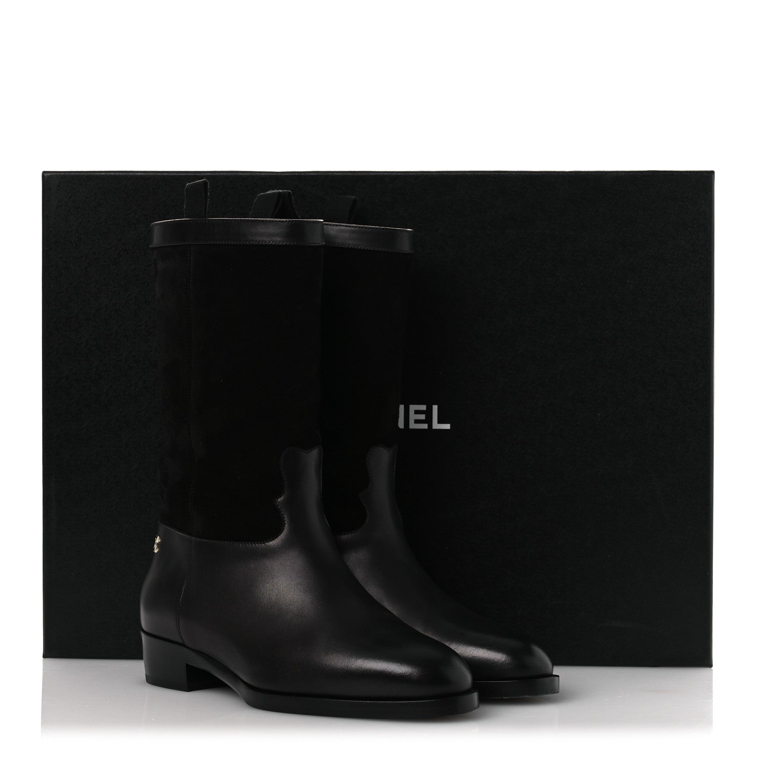 Chanel Suede Calfskin CC Short Boots 37 Black