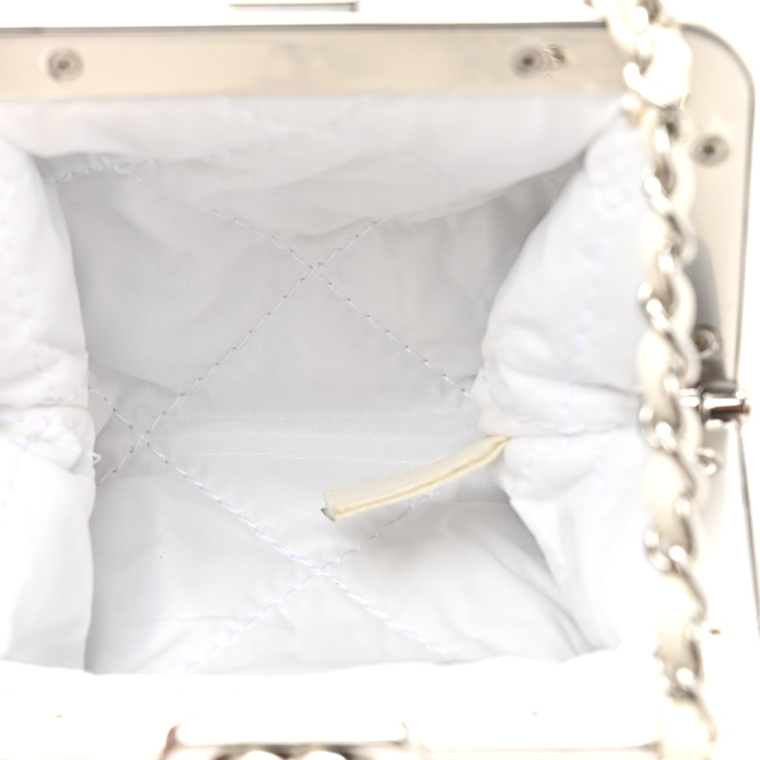 Chanel Shearling Sheepskin Lambskin Quilted Clutch With Chain White