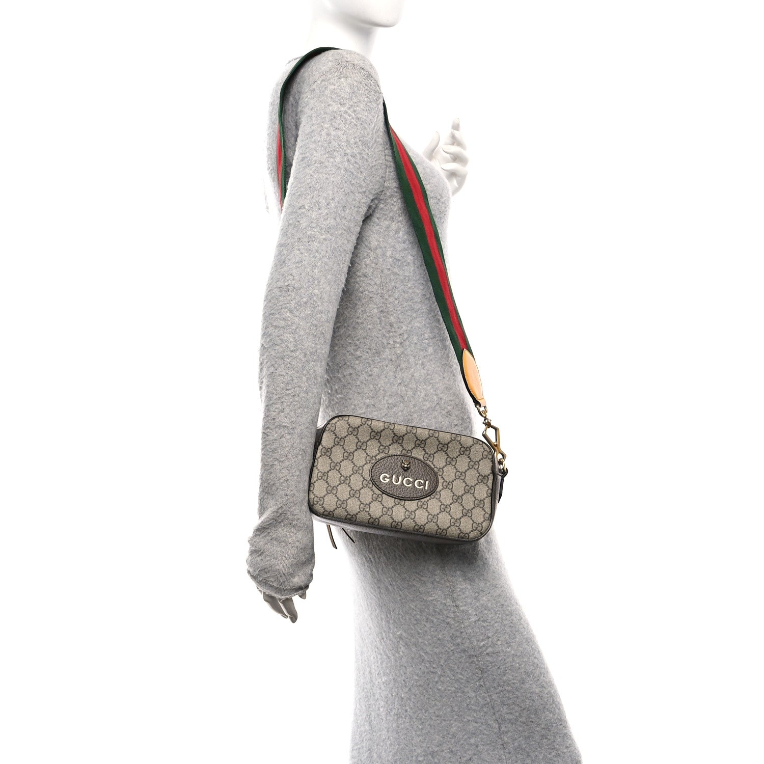 Gucci GG Supreme Monogram Web Neo Vintage Shoulder Bag Beige New Acero Crop