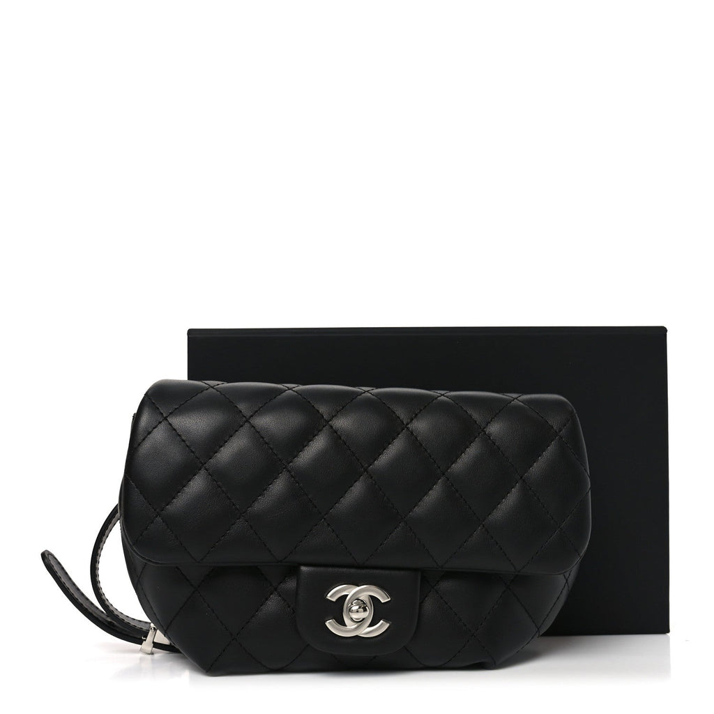 Chanel Calfskin Quilted CC Uniform Flap Belt Bag Black