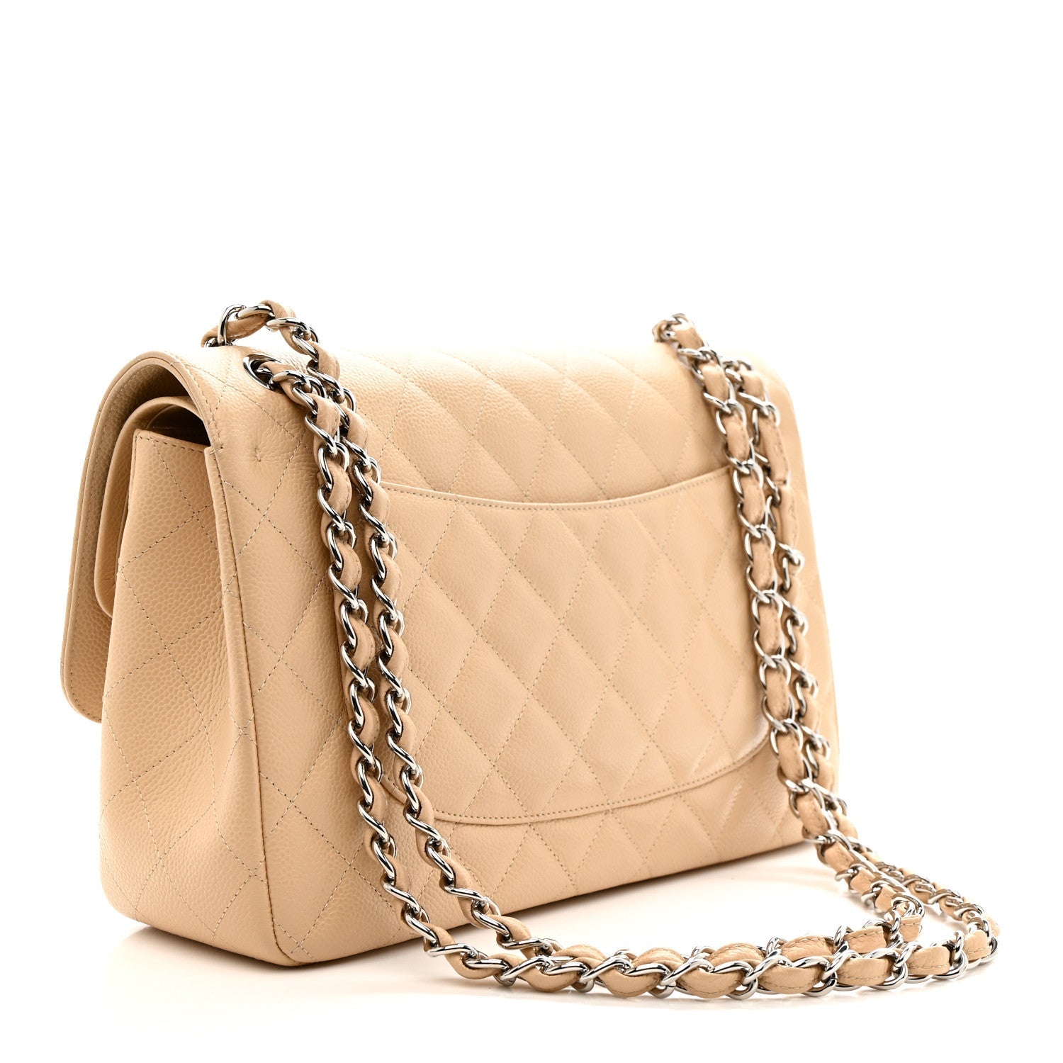 Chanel Caviar Quilted Jumbo Double Flap Light Beige