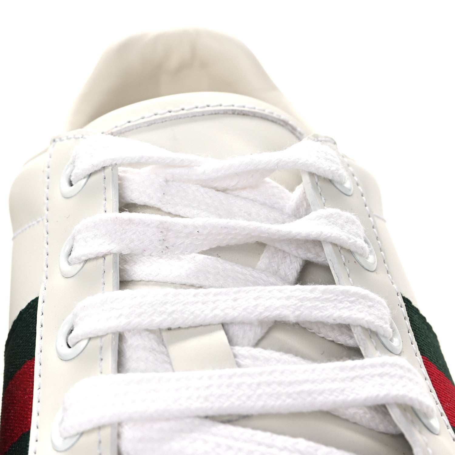 Gucci Calfskin Crocodile Web Womens Ace Sneakers 39 White Green