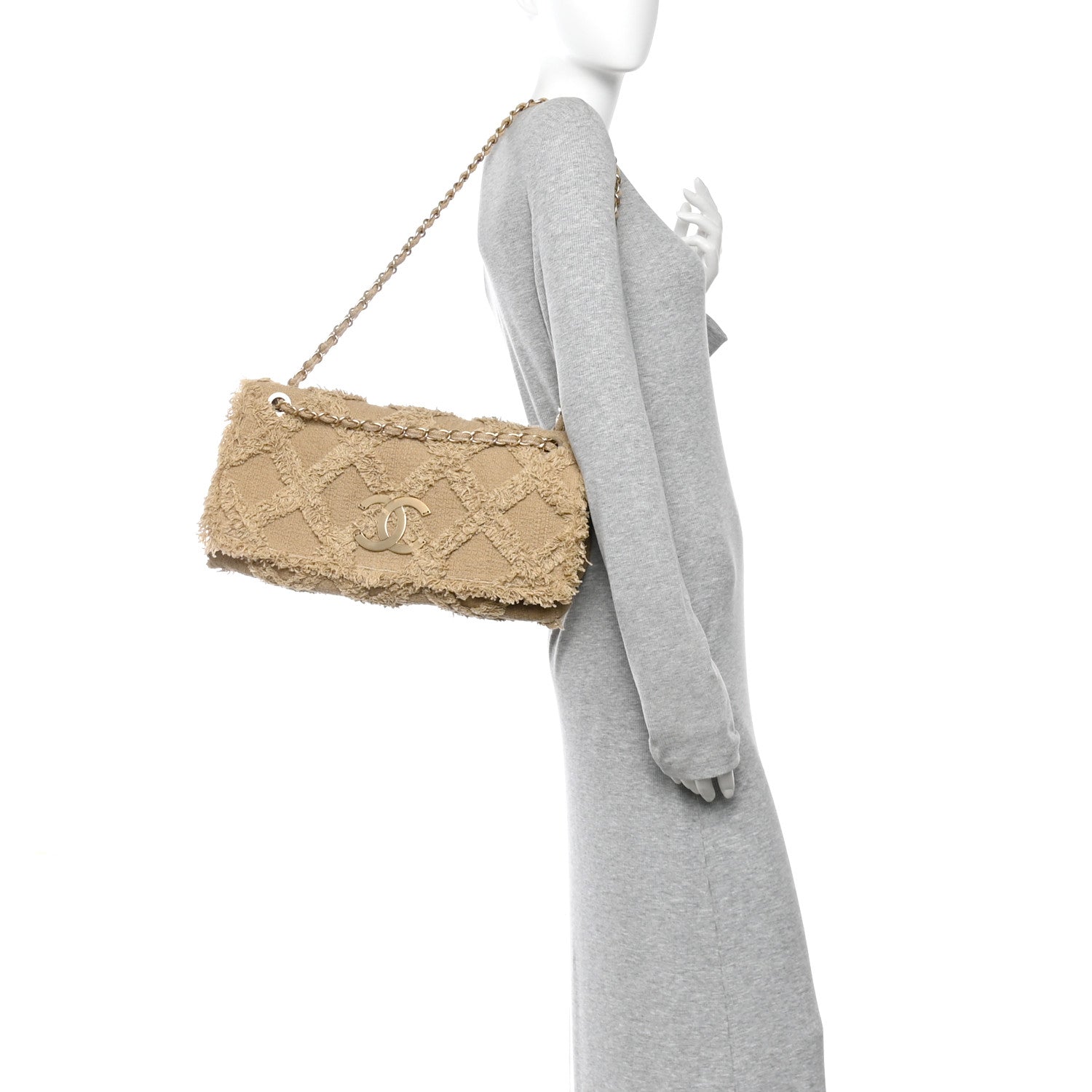 Chanel Tweed Nature Flap Dark Beige