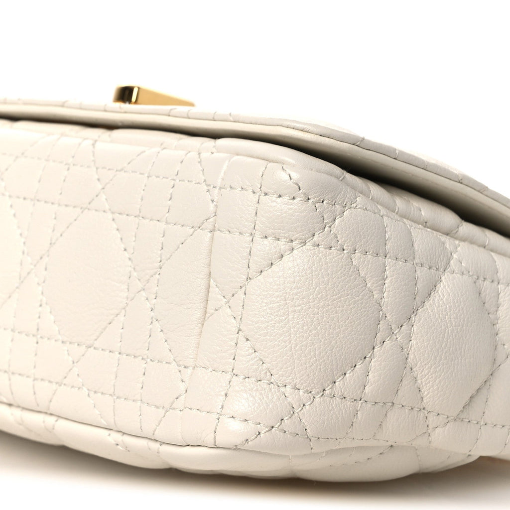 Christian Dior Lambskin Cannage Small Caro Bag Ivory