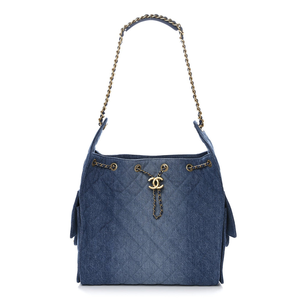 Chanel Washed Denim Quilted Medium Chanel 25 Handbag Blue