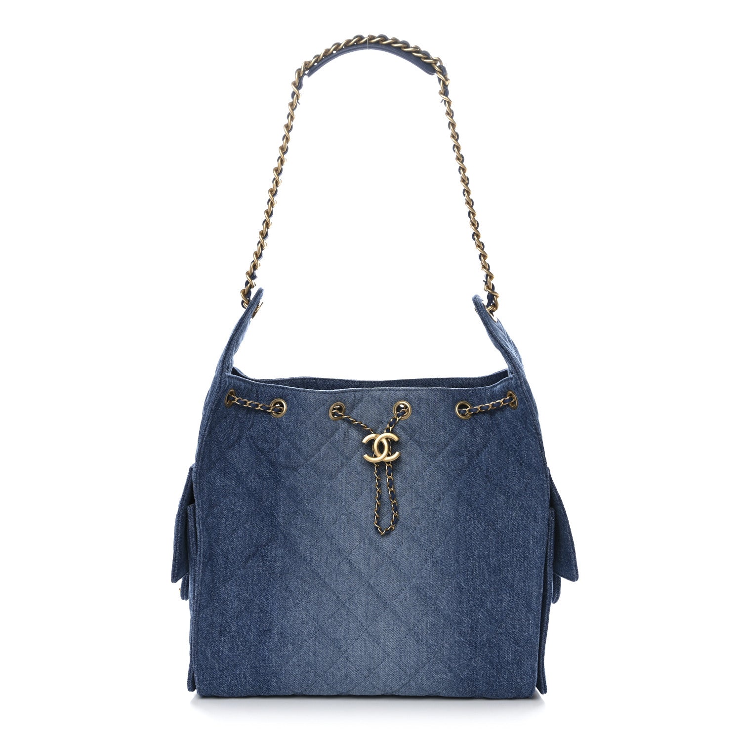 Chanel Washed Denim Quilted Medium Chanel 25 Handbag Blue