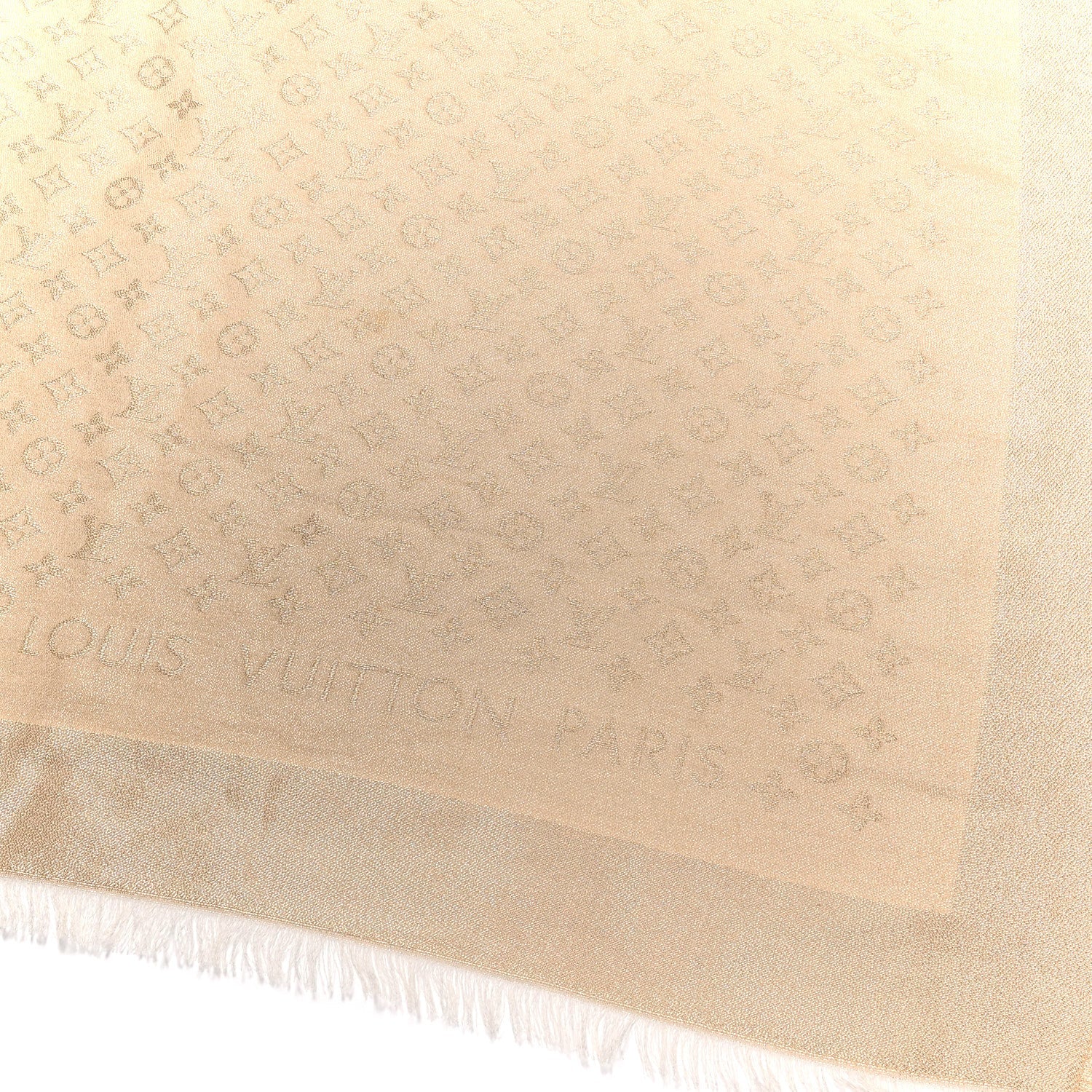 Louis Vuitton Silk Lurex Wool Monogram Shine Shawl Greige