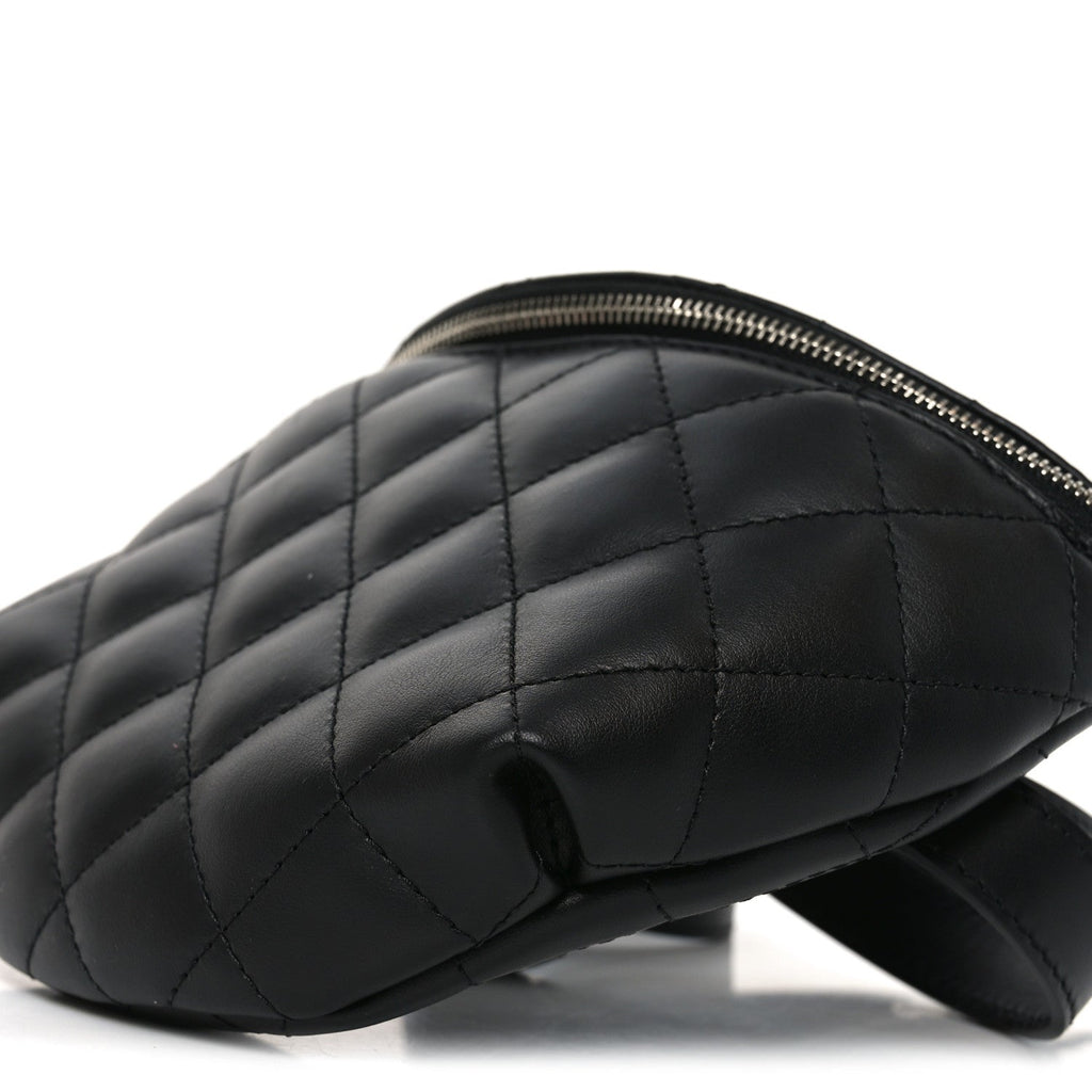 Chanel Calfskin Quilted Uniform Waist Belt Bag Black
