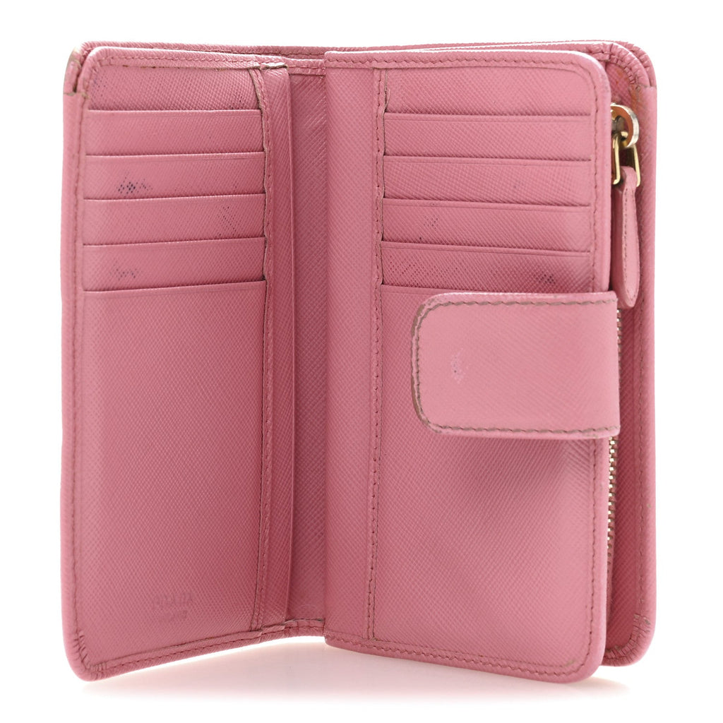 Prada Saffiano Metal Compact Wallet Geranio