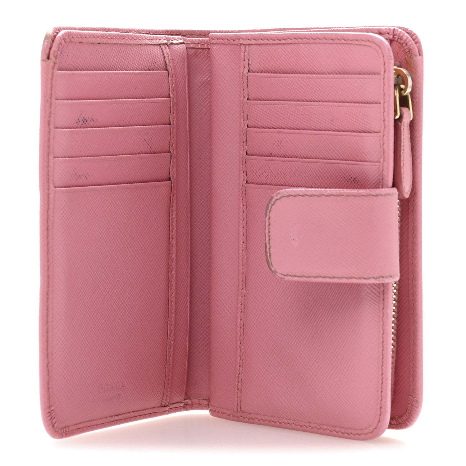 Prada Saffiano Metal Compact Wallet Geranio