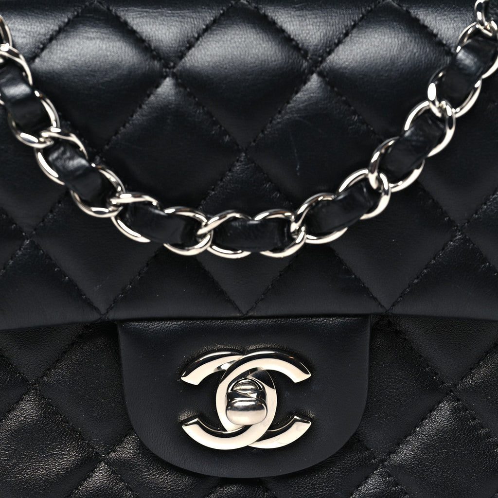 Chanel Lambskin Quilted Mini Rectangular Flap Black