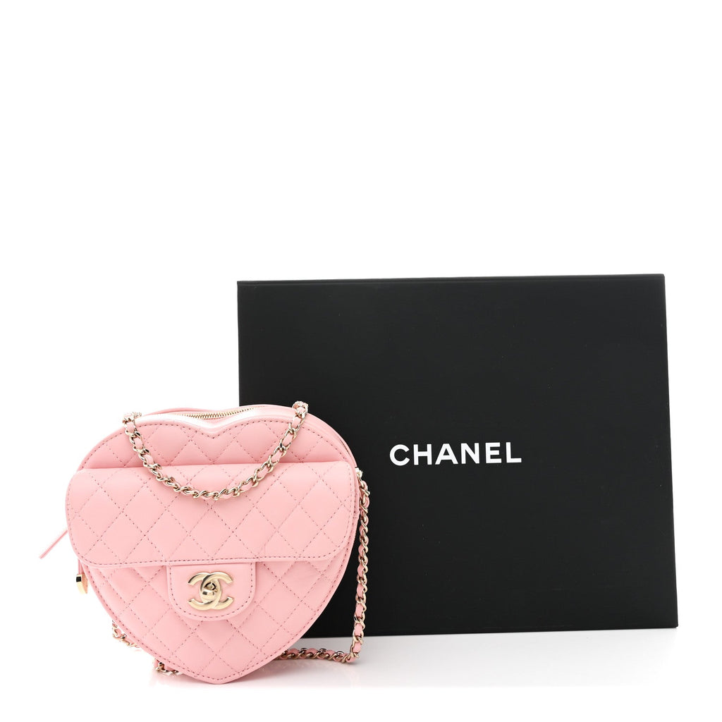 Chanel Lambskin Quilted Large CC In Love Heart Bag Light Pink