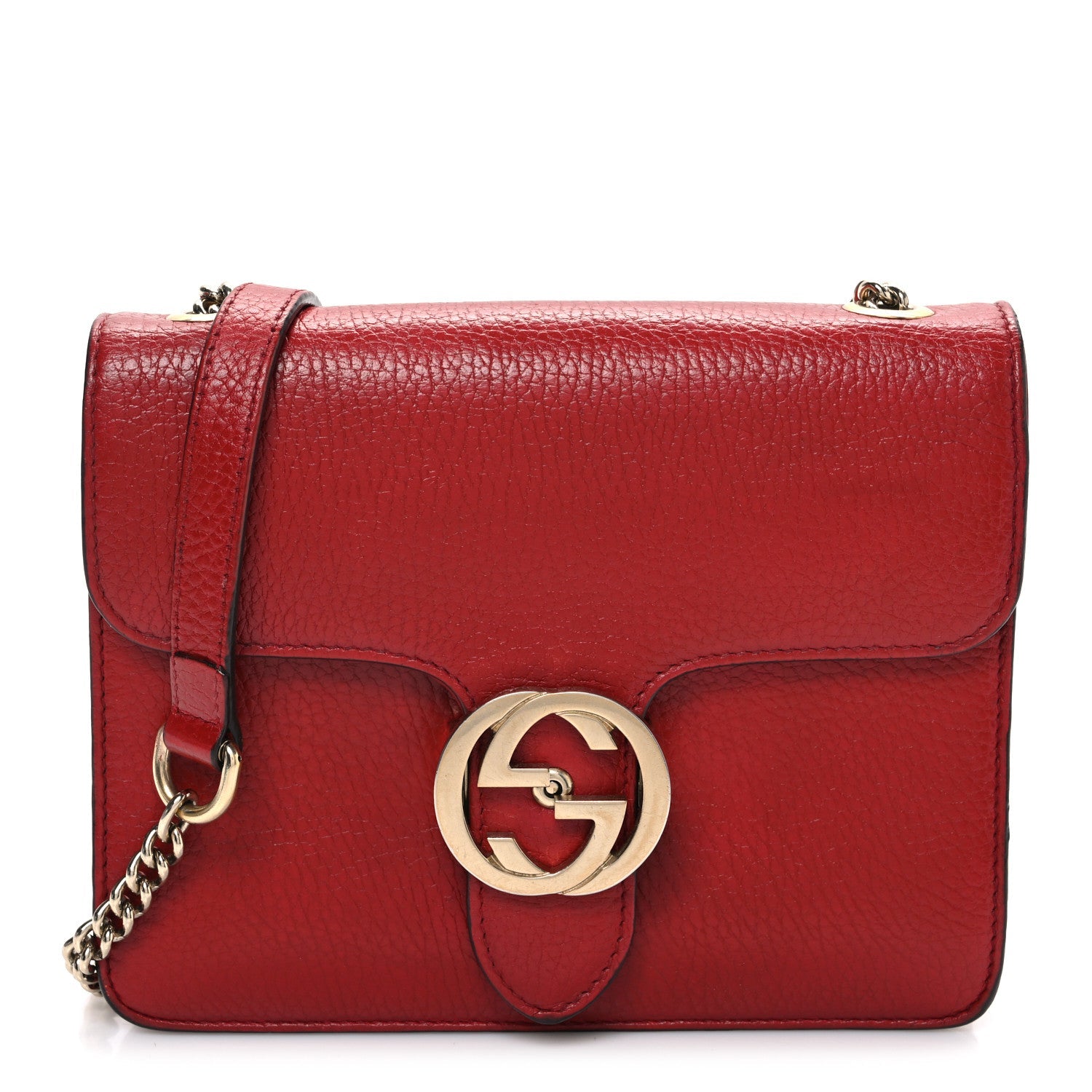 Gucci Dollar Calfskin Small Interlocking G Shoulder Bag Red