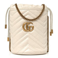 Gucci Calfskin Matelasse Mini GG Marmont 2.0 Bucket Bag White
