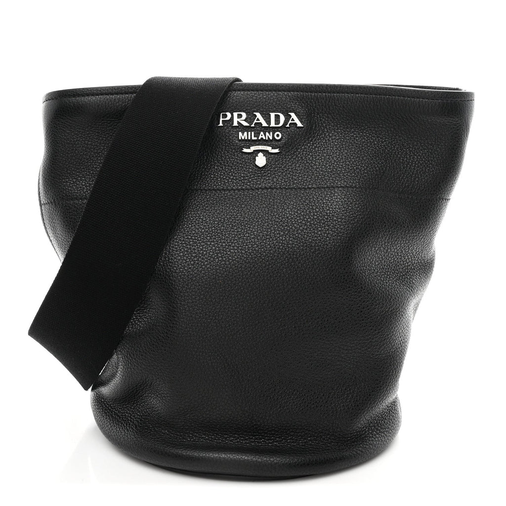 Prada Vitello Daino Bucket Bag Black