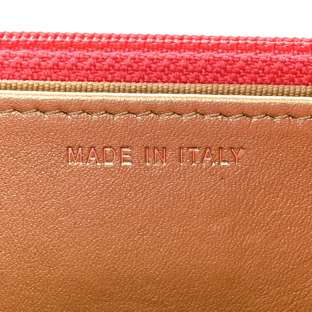 Chanel Lambskin Quilted CC Pearl Crush Wallet on Chain WOC Red