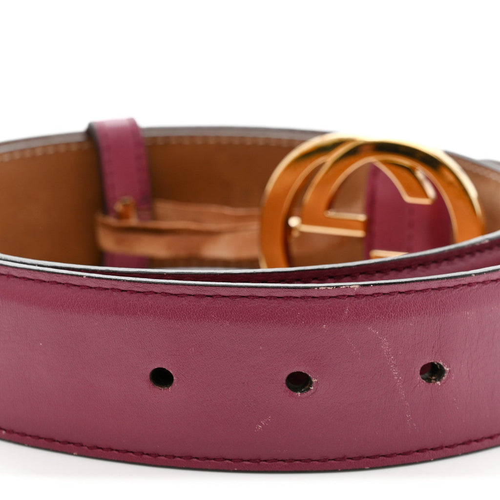 Gucci Moon Calfskin Interlocking G 37mm Belt 80 32 Glossy Pink