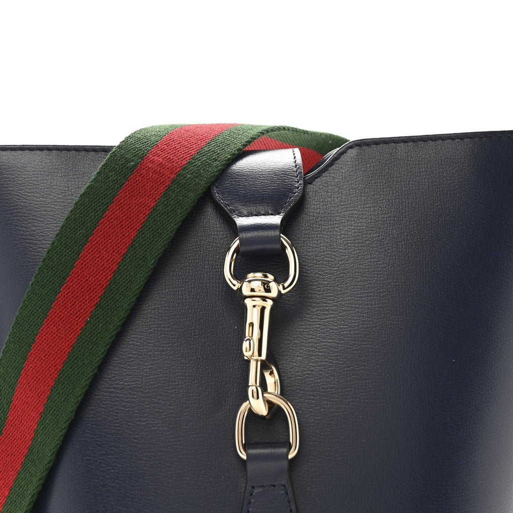 Gucci Tritone Calfskin Web Mini Ophidia Bucket Bag Blue