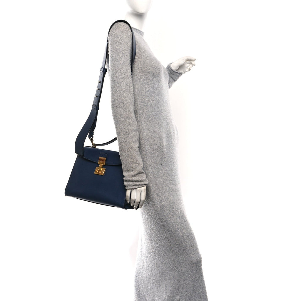 Christian Dior Calfskin Dioraddict Top Handle Navy Blue