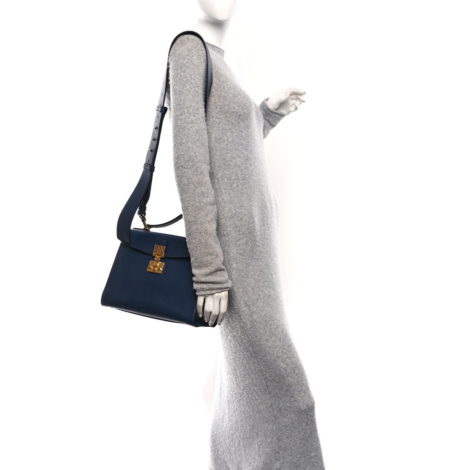 Christian Dior Calfskin Dioraddict Top Handle Navy Blue