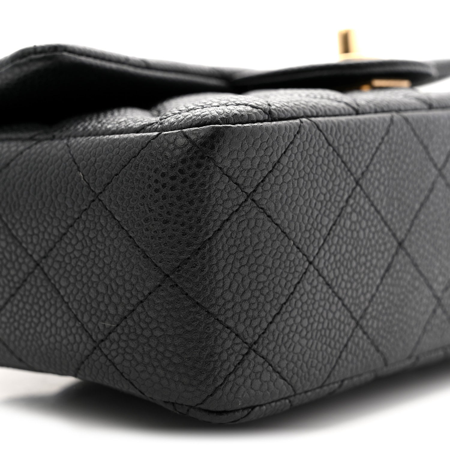 Chanel Metallic Caviar Quilted Mini Rectangular Flap Black