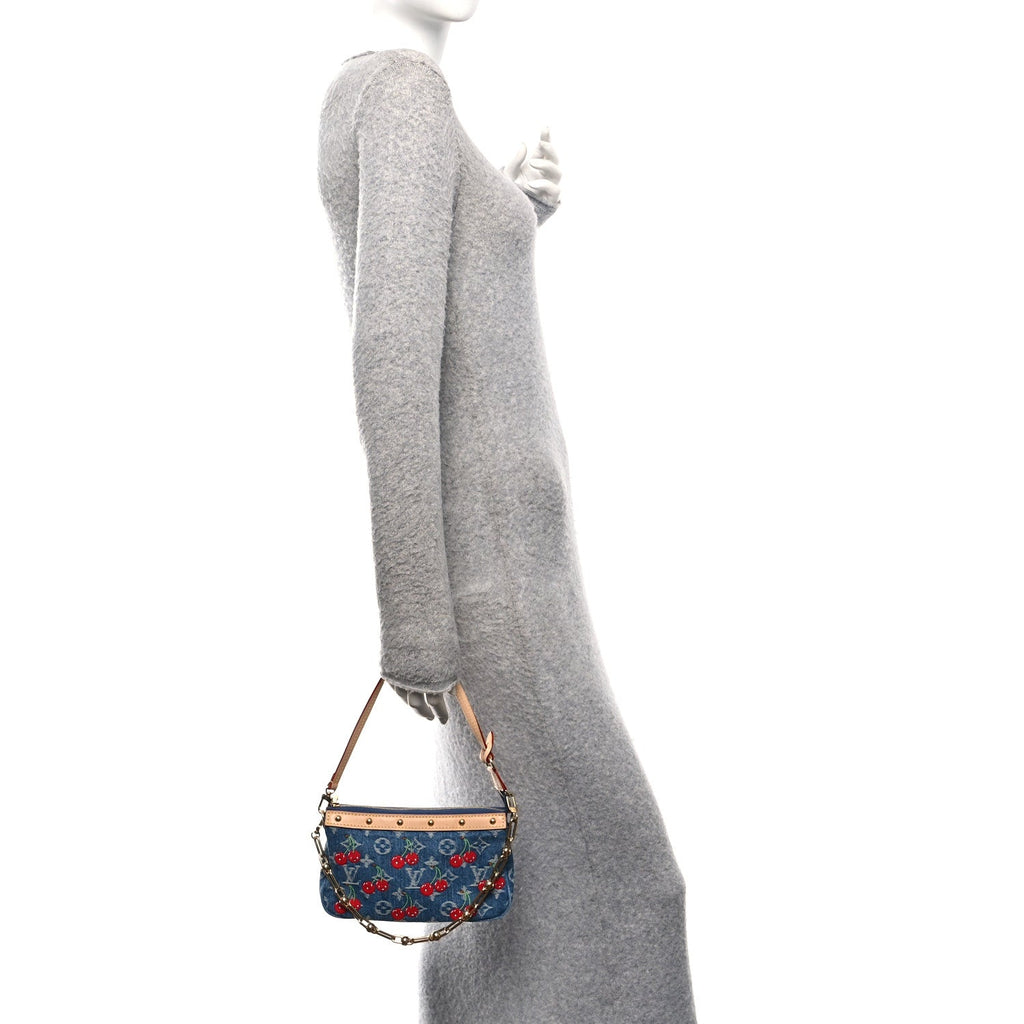Louis Vuitton LV X TM Monogram Denim Cerises Pochette Accessories Blue