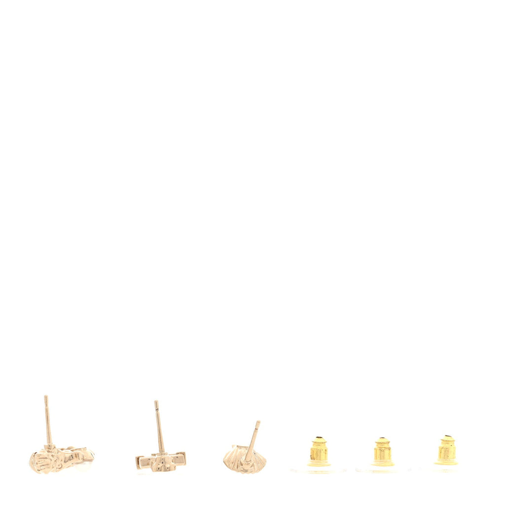 Metal Pearl Anchor Seahorse Shell Earrings Set Gold