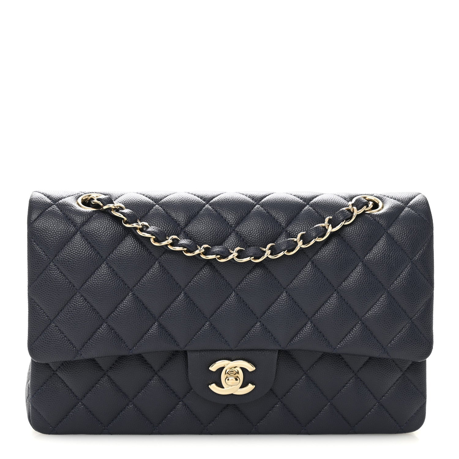 Chanel Caviar Quilted Medium Double Flap Navy