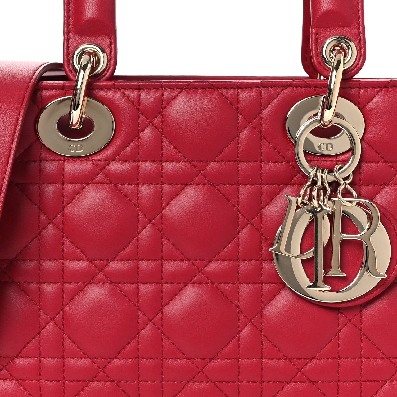 Christian Dior Lambskin Cannage Small My ABCDior Lady Dior Red