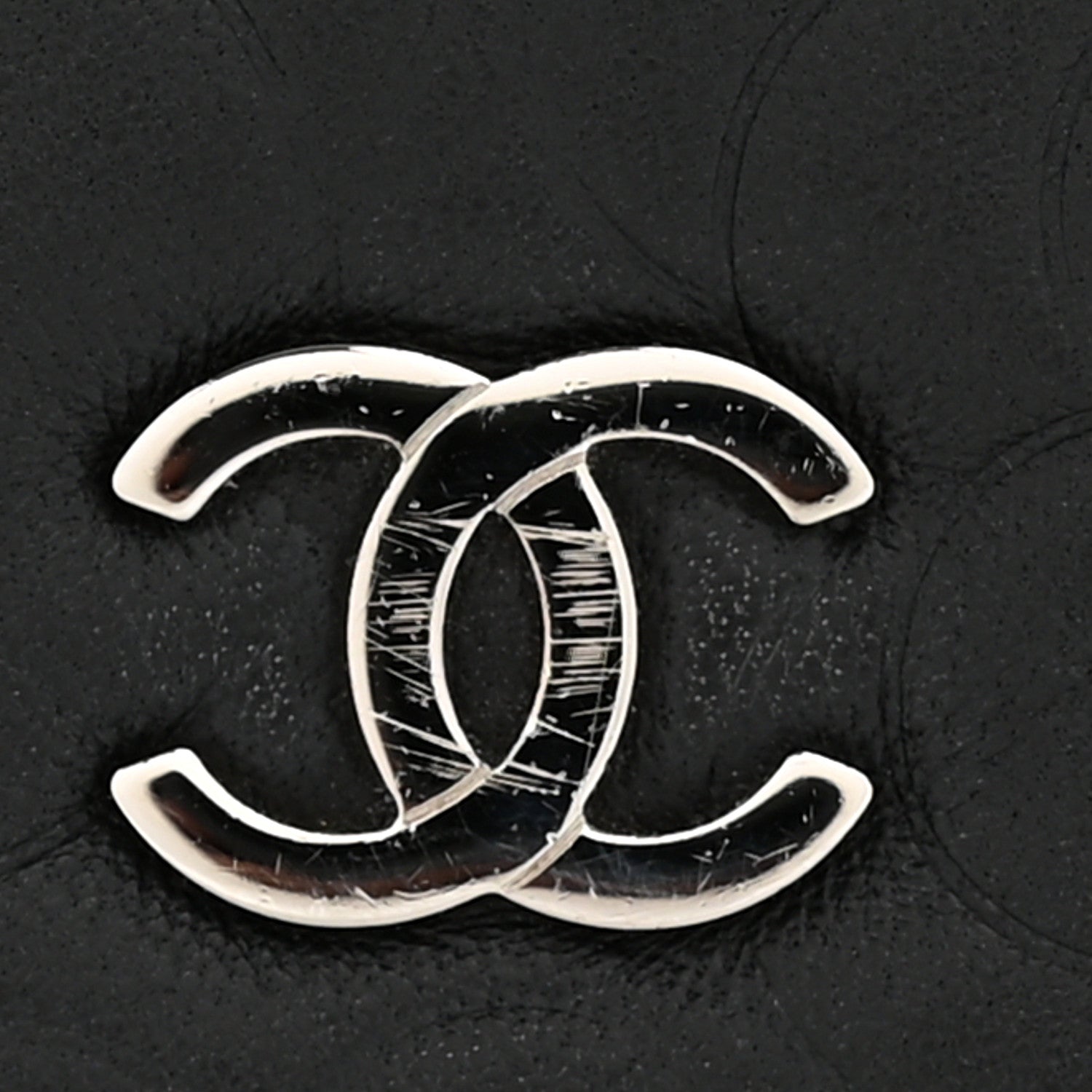 Chanel Lambskin Camellia Embossed Wallet On Chain WOC Black