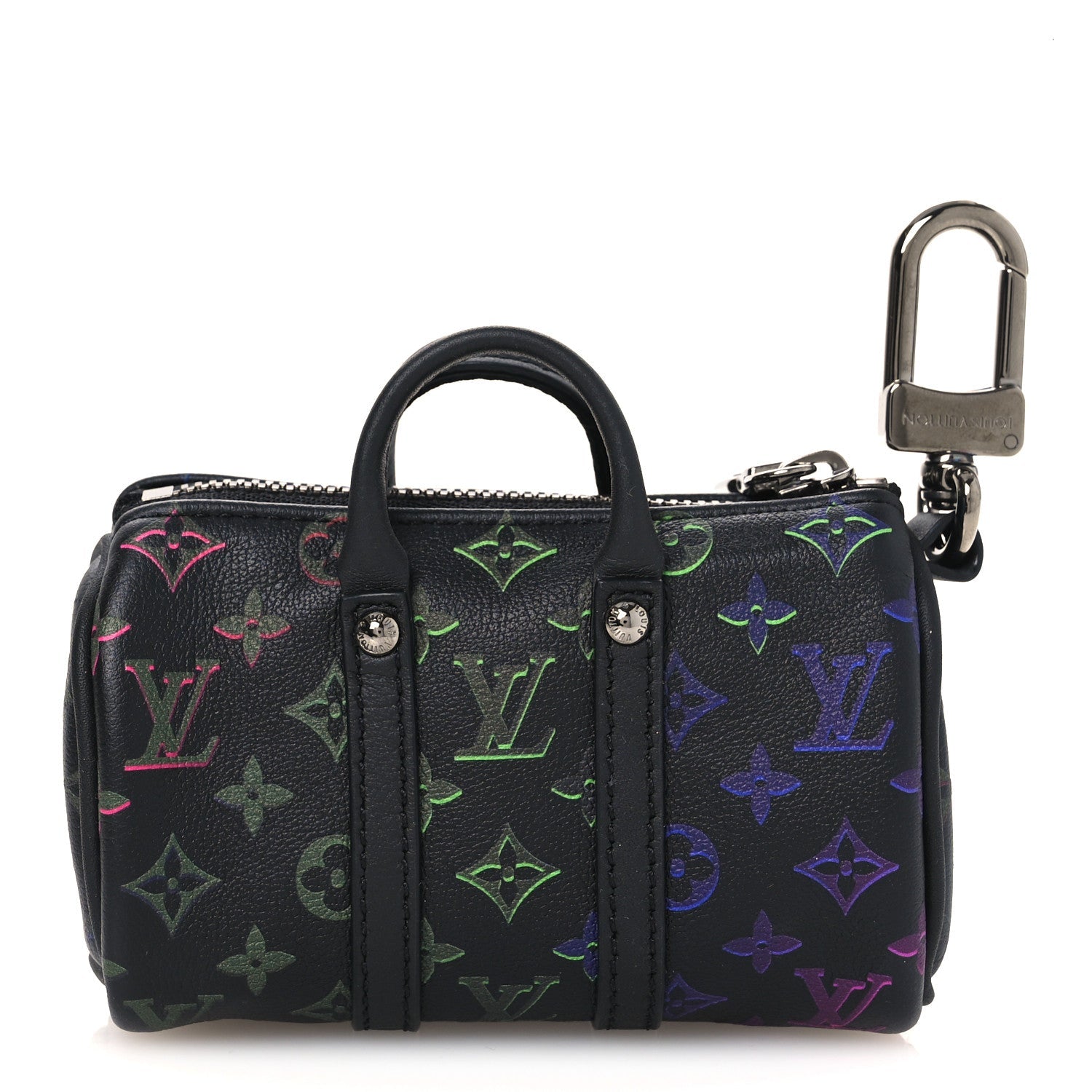 Louis Vuitton Monogram Spotlight Mini Keepall Bag Charm Key Holder Black Borealis