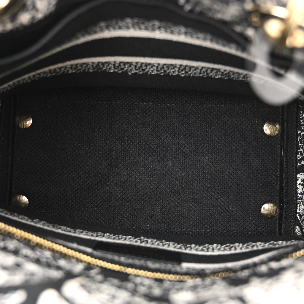 Christian Dior Canvas Embroidered Medium Plan de Paris Lady D-Lite Black White