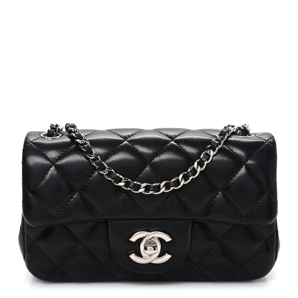 Chanel Lambskin Quilted Extra Mini Rectangular Flap Black