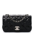 Chanel Lambskin Quilted Extra Mini Rectangular Flap Black