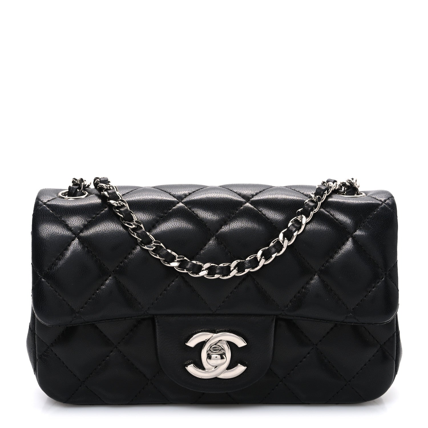Chanel Lambskin Quilted Extra Mini Rectangular Flap Black