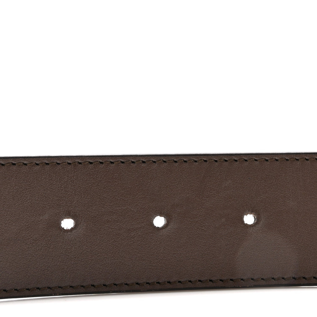 Gucci GG Supreme Monogram Plutone Calfskin Double G Reversible 30mm Belt 95 38 Beige Ebony New Acero