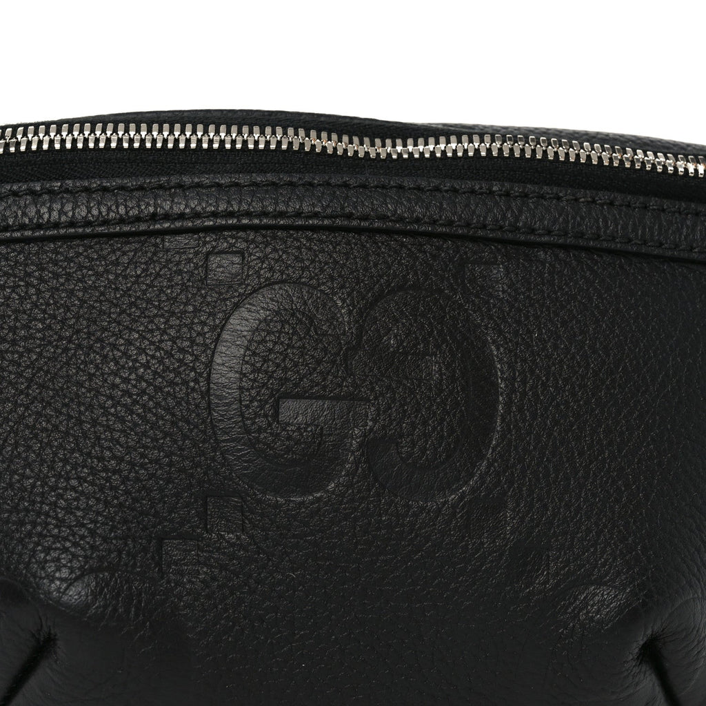 Gucci Piuma Calfskin Jumbo GG Embossed Small Belt Bag Black