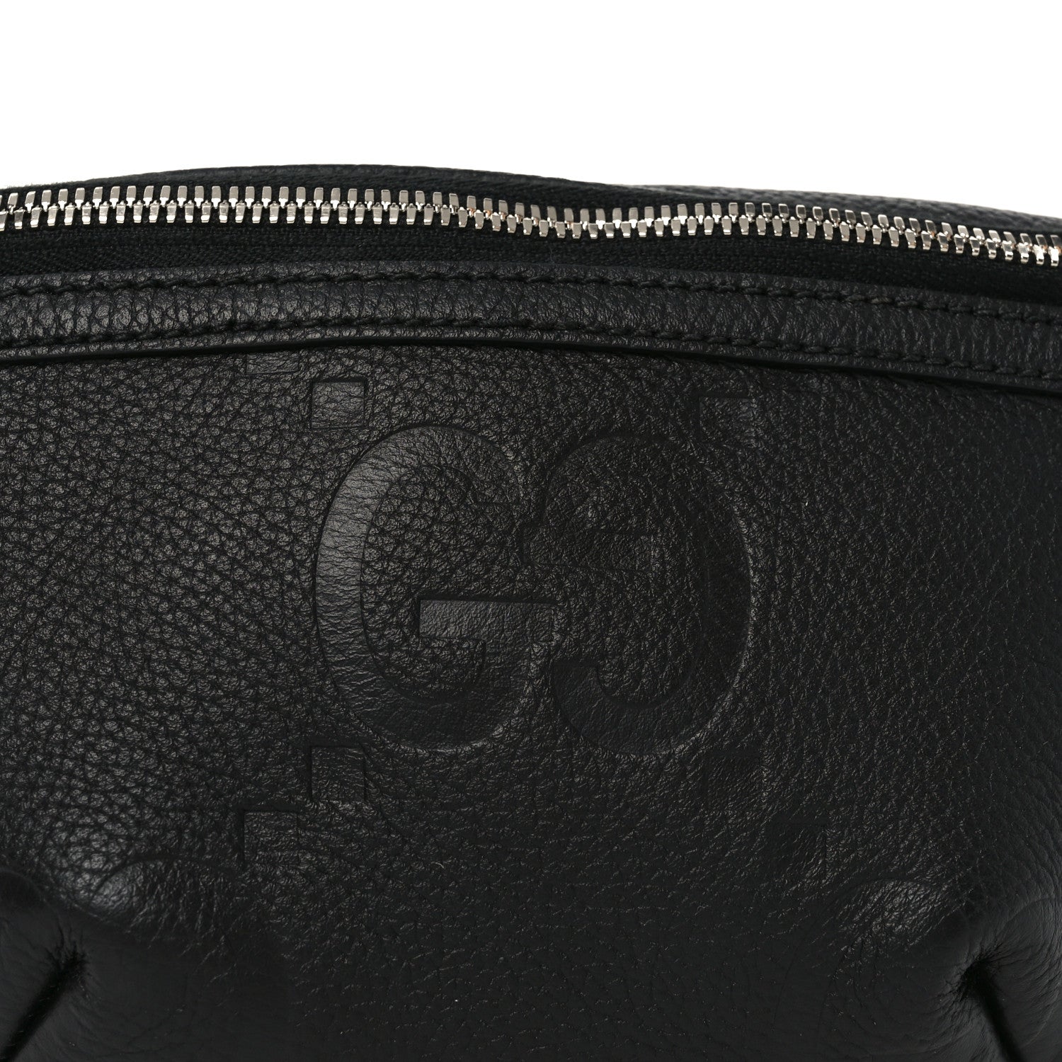 Gucci Piuma Calfskin Jumbo GG Embossed Small Belt Bag Black