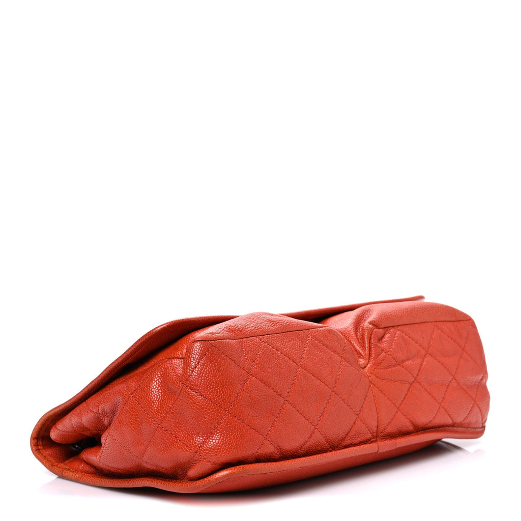 Chanel Grained Calfskin Large Natural Beauty Flap Orange