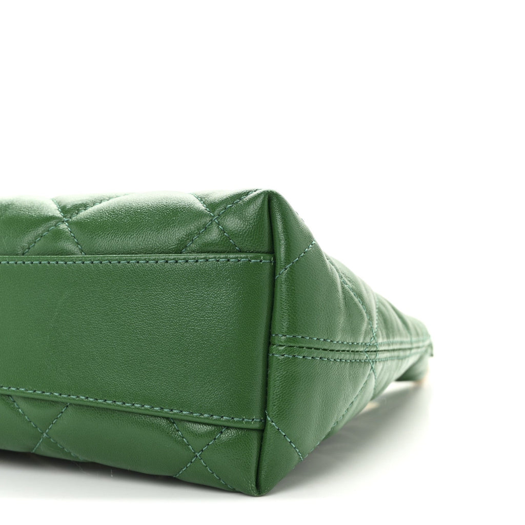 Chanel Shiny Crumpled Lambskin Quilted Small CC Funky Town Hobo Green