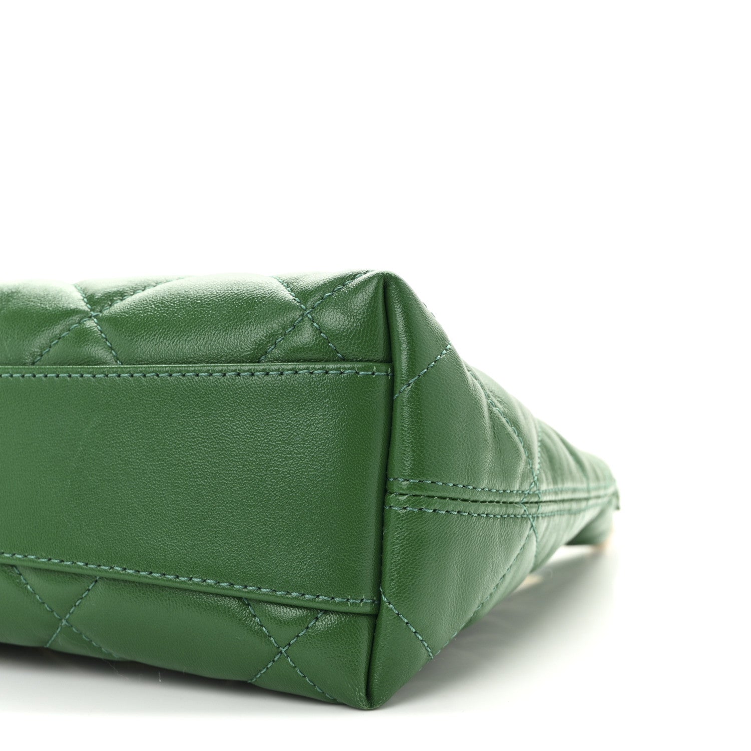 Chanel Shiny Crumpled Lambskin Quilted Small CC Funky Town Hobo Green