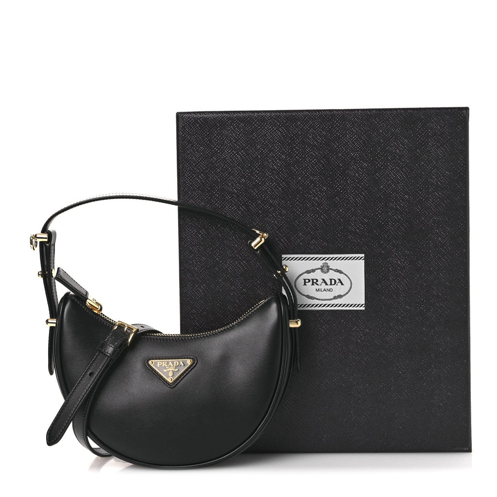 Prada Soft Calfskin Mini Arque Shoulder Bag Black