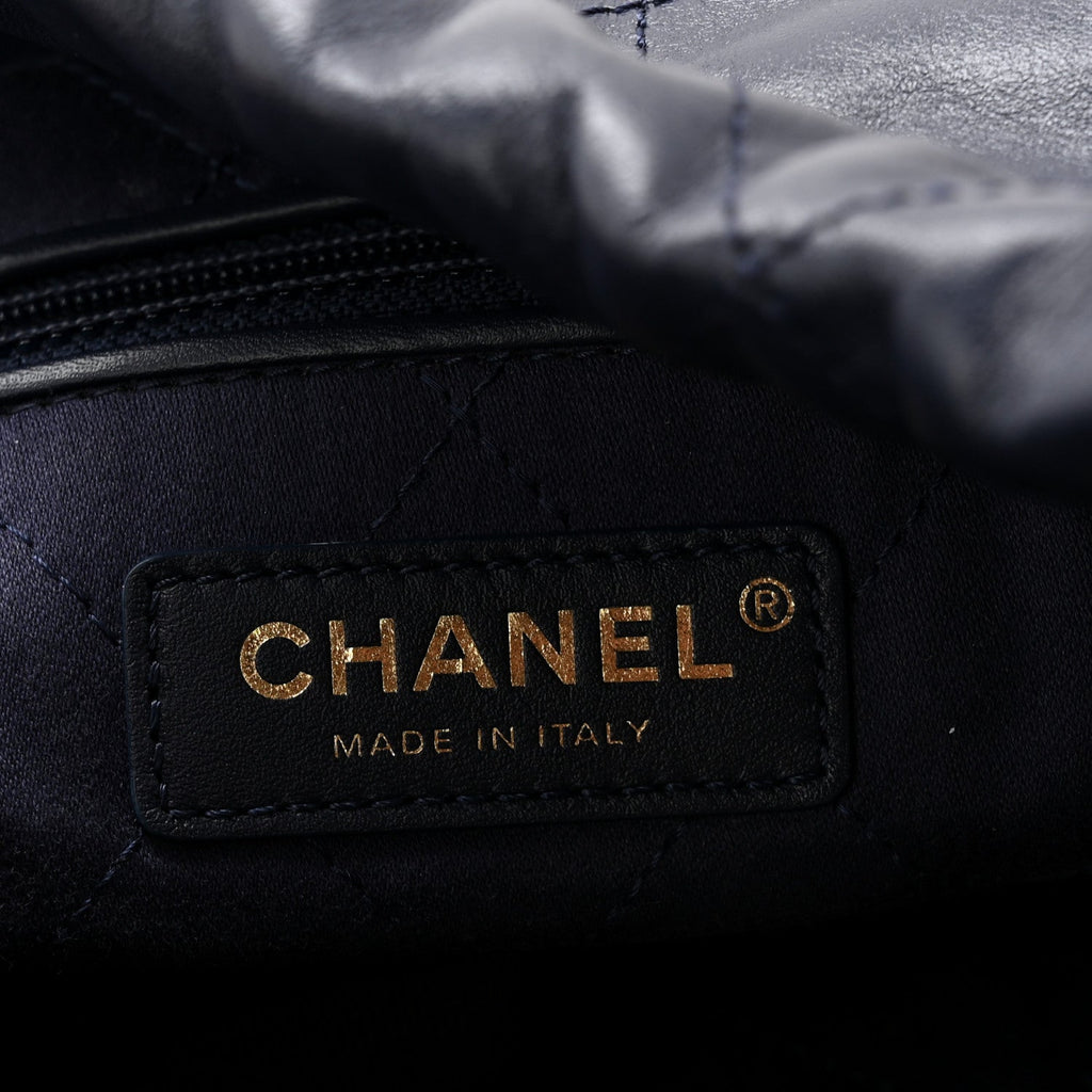Chanel Shiny Calfskin Quilted Chanel 22 Navy Blue
