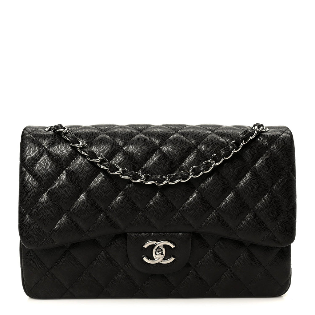 Chanel Caviar Quilted Jumbo Double Flap Dark Brown