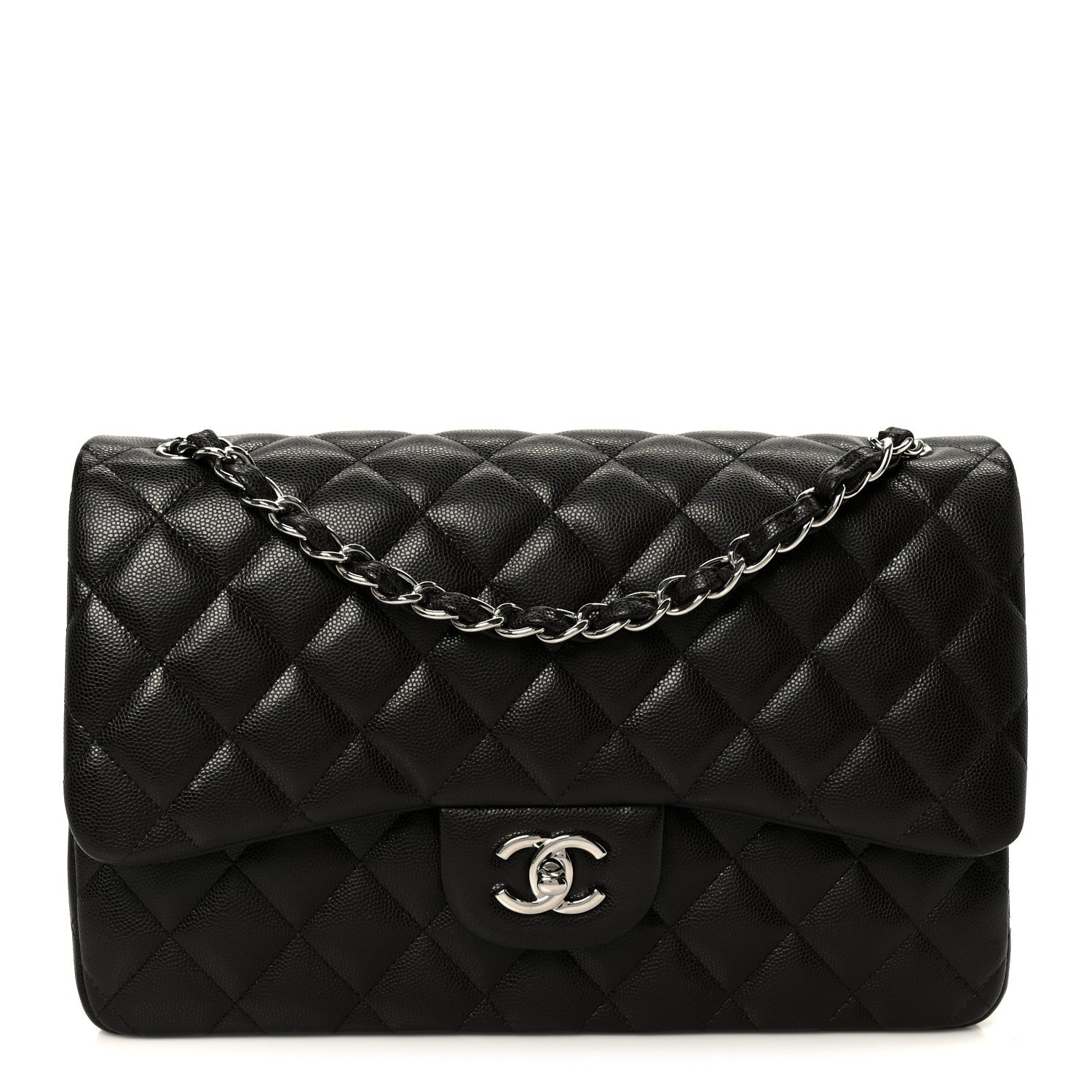 Chanel Caviar Quilted Jumbo Double Flap Dark Brown